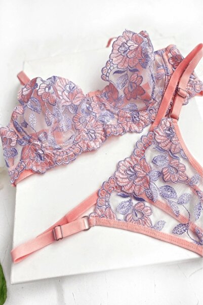 gc gece incisi Σετ σουτιέν με κεντητό λουλούδι