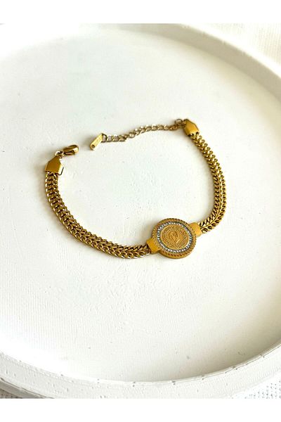 DEMOKAN Stoned Quarter Model Wicker Chain Non-Tarnish Women's Bracelet