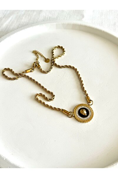 DEMOKAN نموذج الأسد - قلادة نسائية من الفولاذ بسلسلة ملتوية غير مشوهة