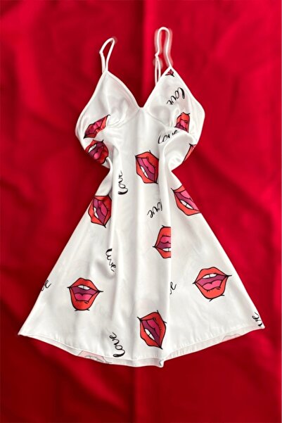 Gece İncisi Νυχτικό με στάμπα μαλακό σατέν