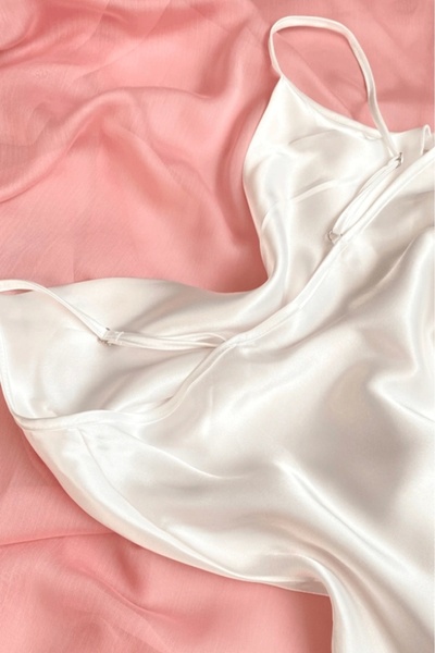 Gece İncisi Degaje Collar Satin Nightgown