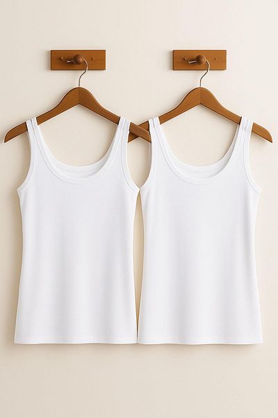 COTENCONCEPT Tricou de bază subțire, 2 bucăți, cu bretele