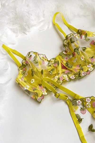 Gece İncisi Кольоровий бюстгальтер з квітковим візерунком