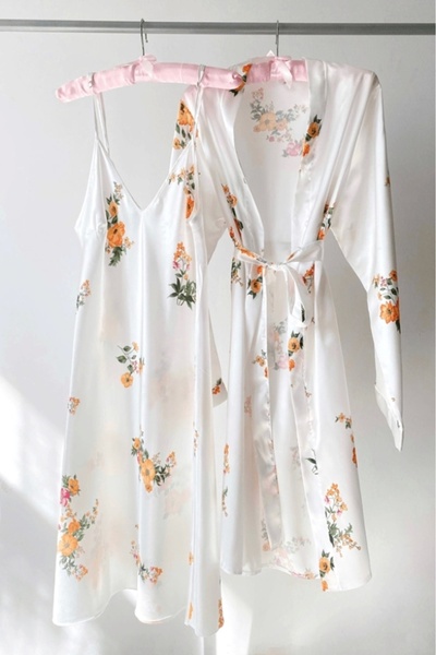 Gece İncisi Σετ σατέν νυχτικό