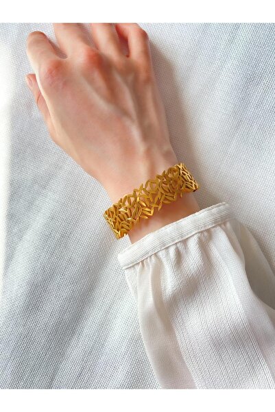 DEMOKAN Kadın Çelik Bileklik Küçük Yaprak Kelepçe Bileklik