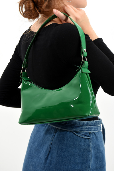 MODA ELF Geanta de umar de dama din piele lacuita iarba