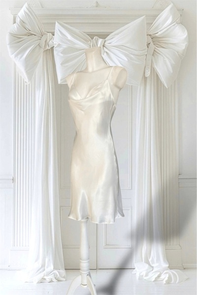 Gece İncisi Degaje Collar Satin Nightgown