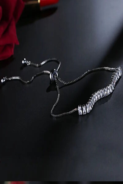 DEMOKAN Kadın Su Yolu Bileklik Zirkon Taş Asansörlü Ayarlanabilir Su Yolu Kararmaz Kadın Bileklik