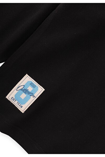 Cigit Μαύρο εποχιακό μπλουζάκι 1-14 ετών - Λεπτομερής ετικέτα