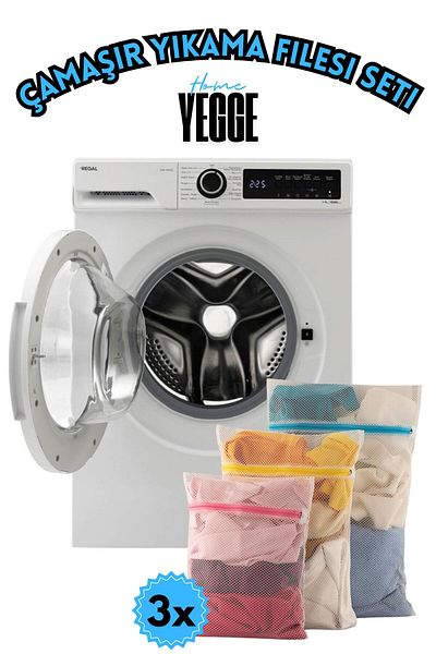 YEGGE 3 Piece Laundry Net Set Protective Elastic Protective Laundry Net with Zipper