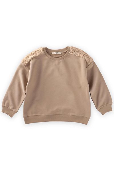 Cigit Plush Shoulder Garnished Sweatshirt 2-10 Years Mink