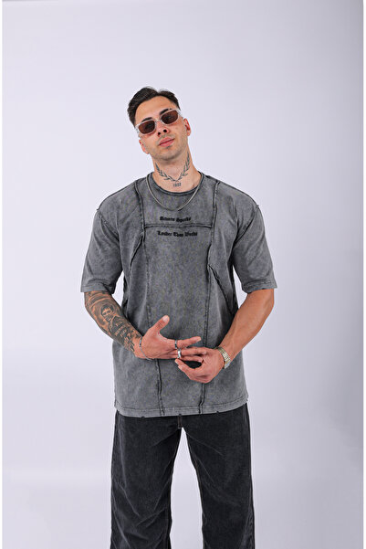 Lescho Unisex Embroidered Special Washed Piece Stitched Oversize T-Shirt