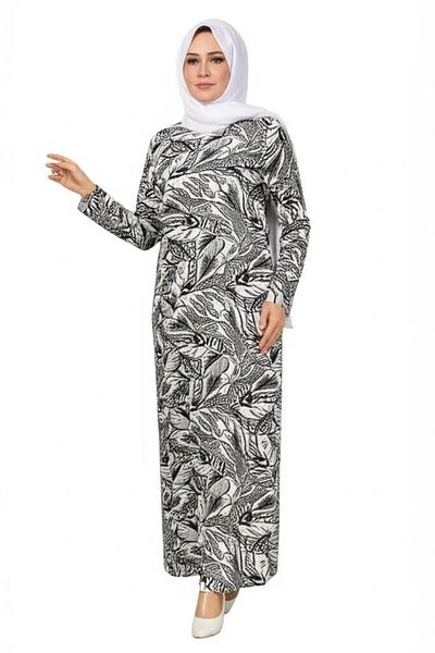 New Shine Shine Women's Aysen Patterned Woven Viscose Black Dress