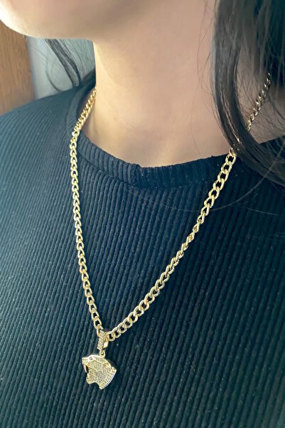 DEMOKAN Kadın Kolye Zirkon Panter Detay Kolye