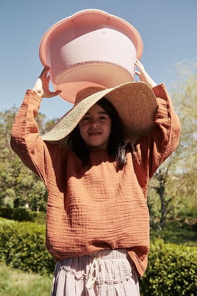 Cigit 2-10 Years Seasonal Organic Sweatshirt - Triangular Piece, Rust