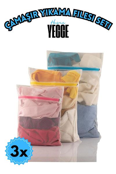 YEGGE 3 Piece Laundry Net Set Protective Elastic Protective Laundry Net with Zipper