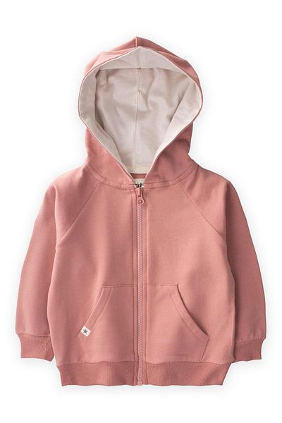 Cigit Hooded Zippered Cardigan 1-14 Years Dusty Rose