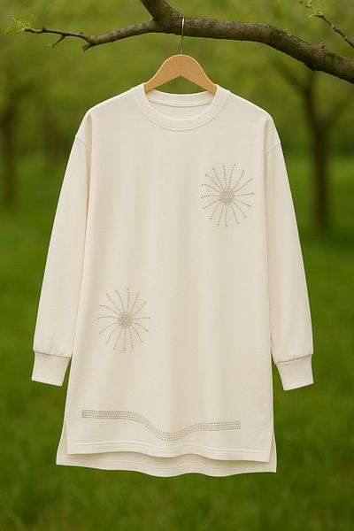OceanGiyim Women's Tunic Stone Sun Patterned Tunic