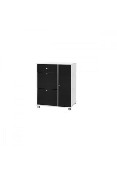 Generic Malaysian Wooden Shoe Cabinet with Multiple Drawers Elegant Black and White for Your Home Entran