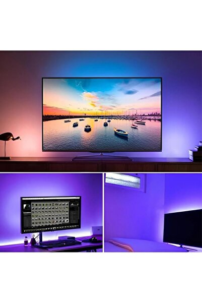 Cata RGB TV Televziyon Arkası LED Şerit Set 3M aydınlatma CT-4566 ışık uzaktan kumandalı USB Girişli