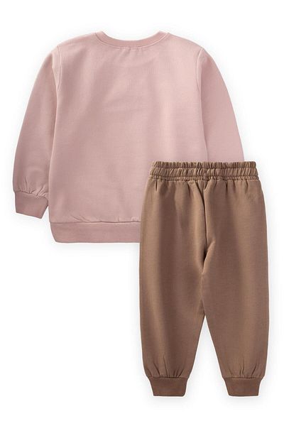 Cigit 1-5 Years Old Fallin for You Printed Sweatshirt Set - Powder Pink