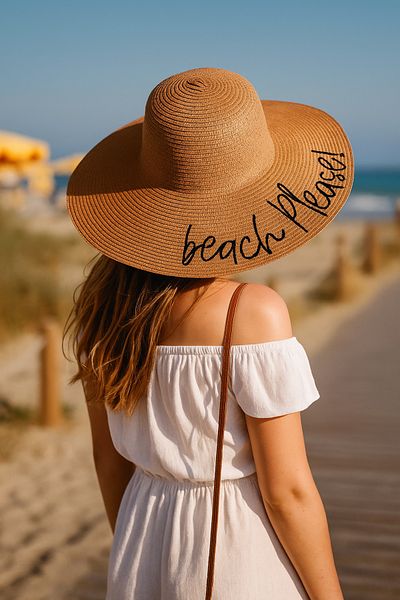 Luminos Butik Beach Please Embroidered Camel Straw Hat Hsr2029 Boxed Shipment