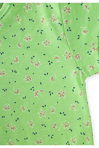 Cigit Patterned Short Sleeve Girls Pajama Set 2-8 Years Green