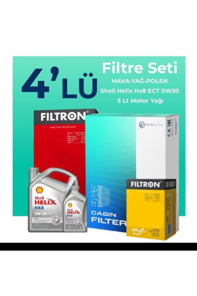 Otto Filter Filtron Renault Fluence 1.5 Dizel Filtre Bakım Seti Shell Motor Yağlı (2010-2016) 4 Lü