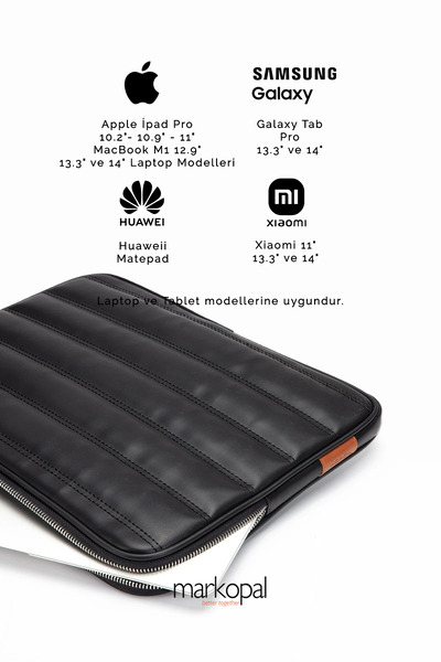 MORCA Раница за лаптоп с раменна каишка, подходяща за таблети и лаптопи с размер 13"-14" и 15"-16", от кожа, с черни ивици