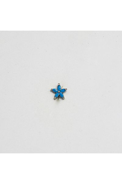 Piercing by Sever Tukuaz Flower Star Steel Piercing… Silver/Silver Color and Blue Stone (Targus Helix Conch Flat)