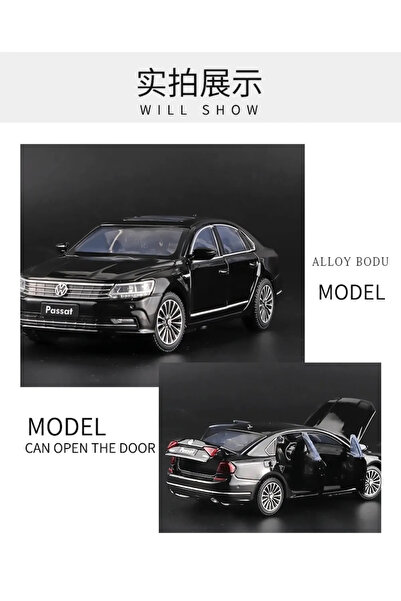CarStore Vw Lisansli Passat Maket Metal Araba Birebir Ayni Sunrooflu Siyah