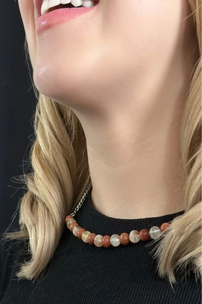SEVGİLİ TAKI Star And Citrine Natural Stone Steel Necklace| Dear Jewelry Collection