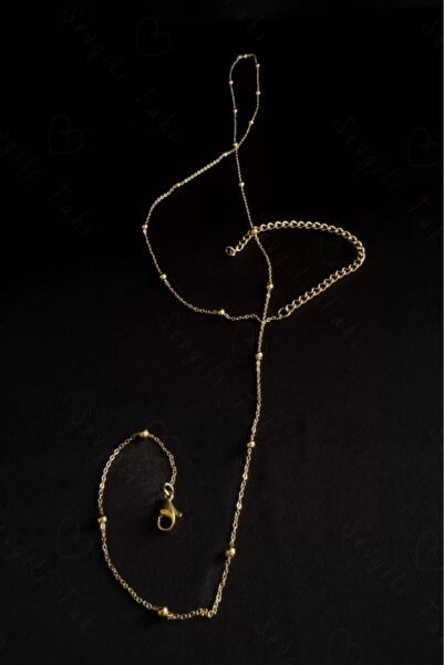 SEVGİLİ TAKI 80cm | Gold Zincirli Çelik Bel Takısı | Harmony Serisi