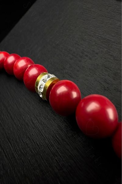 SEVGİLİ TAKI Coral Natural Stone Gold Steel Bracelet |   Anthozua Series