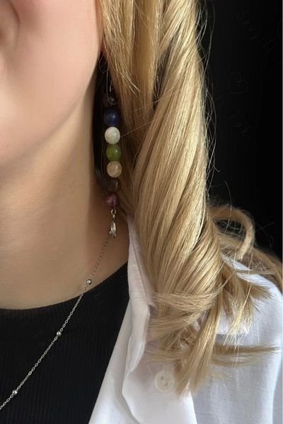 SEVGİLİ TAKI Natural Stone Steel Earrings - Autumn Series