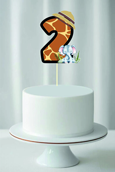 Tasarım 1-2-3-4-5-6 Year Old Safari Themed Birthday Cake Decoration