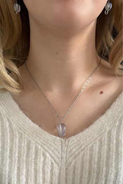 SEVGİLİ TAKI Opal Natural Stone Steel Necklace| Spiritual Series