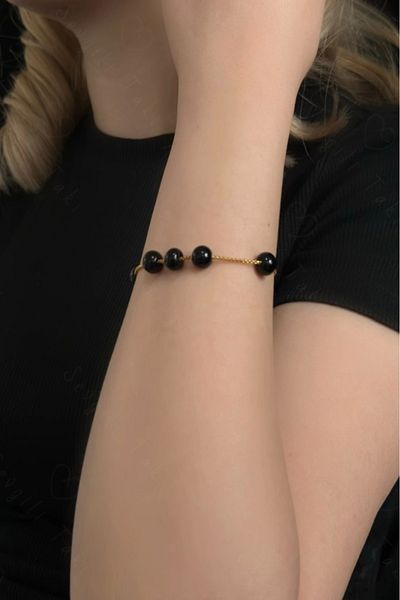 SEVGİLİ TAKI Onyx Natural Stone Steel Bracelet - Vega Series