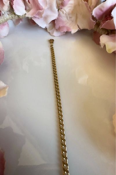 SEVGİLİ TAKI Thin Gourmet Model Gold Steel Chain Children's Bracelet |   Zemheri Series