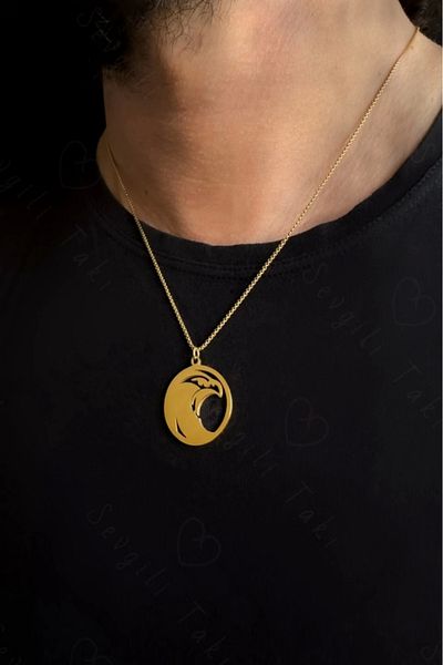 SEVGİLİ TAKI Horus Series -GoldSteel Necklace with Hawk Head