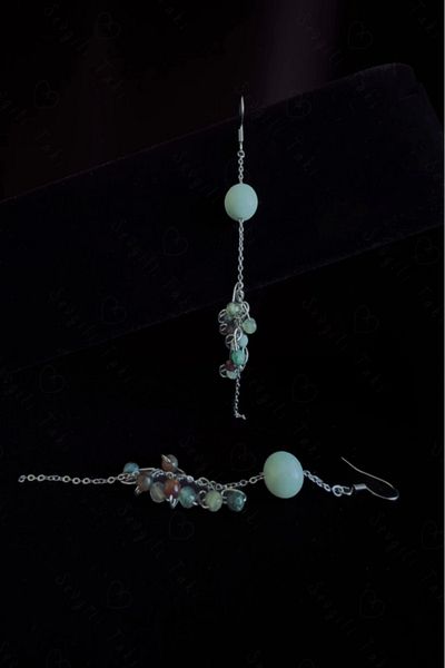 SEVGİLİ TAKI Agate And Amazonite Natural Jewelled Steel Earrings - Autumn Series