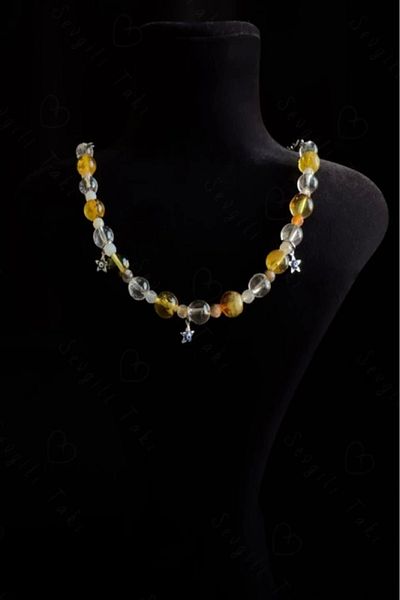 SEVGİLİ TAKI Natural Stone Amber Crystal Children's Necklace - Protection Series