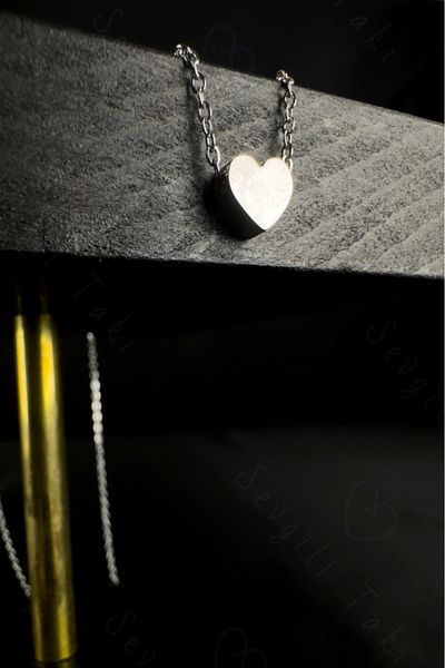 SEVGİLİ TAKI Steel Necklace with Heart Charm| Vega Series