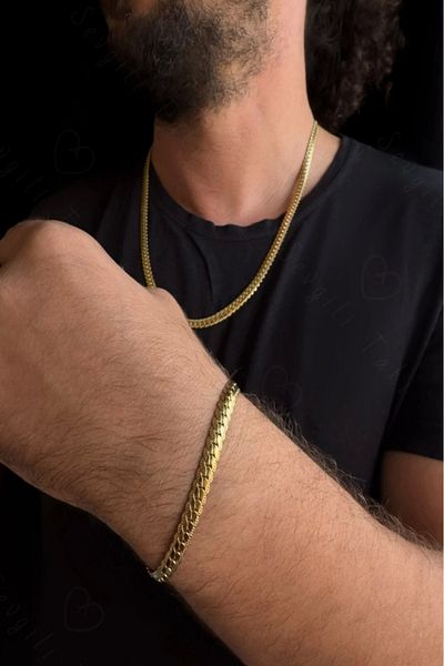 SEVGİLİ TAKI Gold Snake Snake Model - Steel Chain Bracelet |   1+ Series