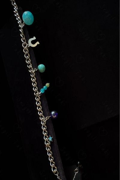 SEVGİLİ TAKI Agate Turquoise and Obsidian Natural Stone Steel Bracelet - Protection and Luck Series