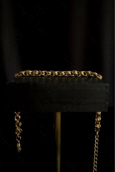 SEVGİLİ TAKI Gold Steel Bracelet with Mesh Design - Lover Jewelry Collection