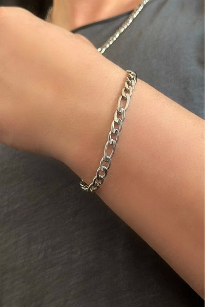 SEVGİLİ TAKI Figaro Model Flat Steel Chain Bracelet |   Vega Series