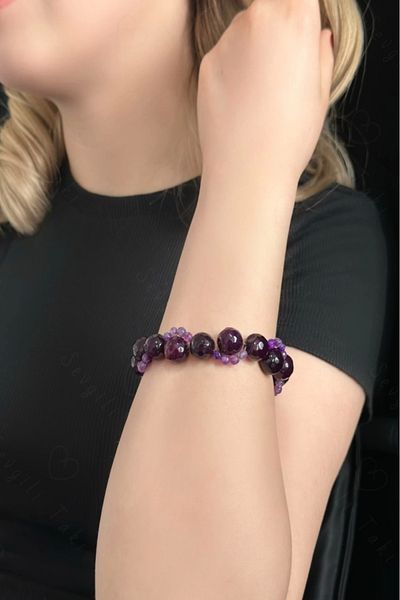 SEVGİLİ TAKI Agate Natural Stone Braided Steel Bracelet| Autumn Series