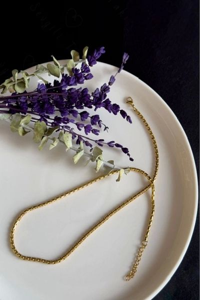 SEVGİLİ TAKI Gold Steel Necklace with Cobra Chain| Dear Jewelry Collection