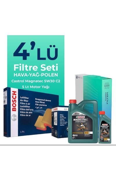 Otto Filter BOSCH Hyundai Accent Blue 1.6 Dizel Filtre Bakım Seti Castrol Motor Yağlı (2011-2019) 4 Lü